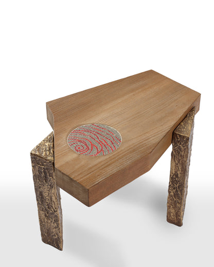 Unique Walnut Wood Coffee Table with Mosaic Table Top