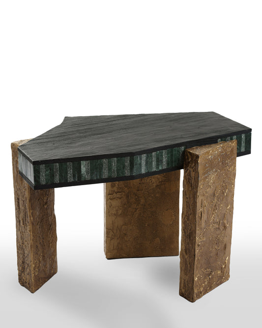 Handcrafted Mosaic Wood Side Table - Luxe Statement Piece