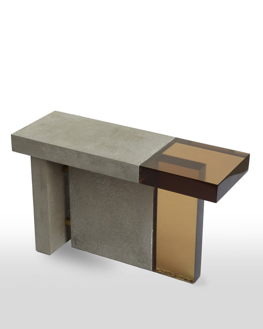 Contemporary Industrial Concrete and Acrylic Coffee Table