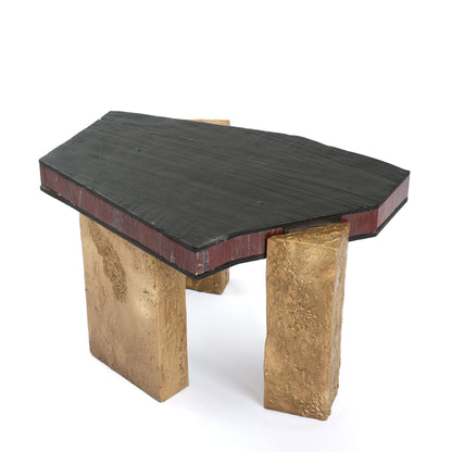Handcrafted Mosaic Wood Side Table - Luxe Statement Piece