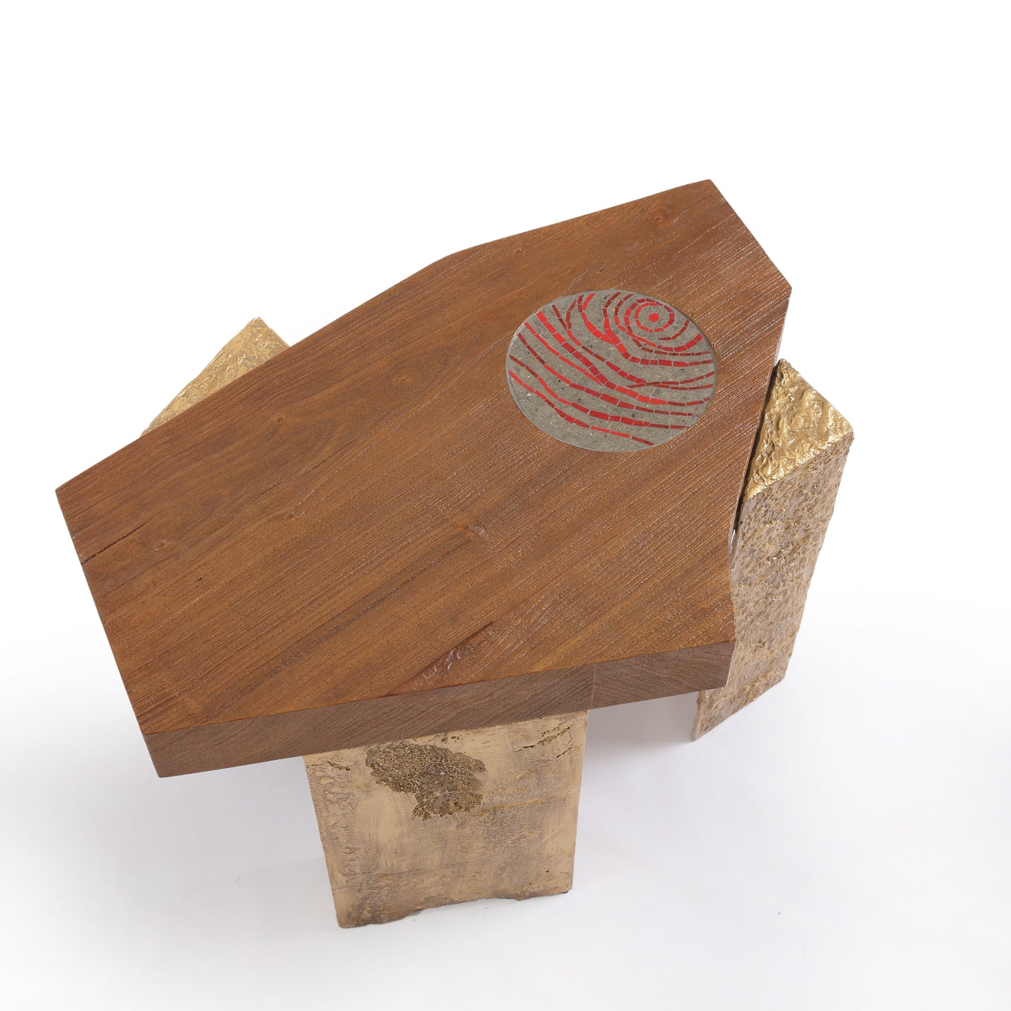 Unique Walnut Wood Coffee Table with Mosaic Table Top