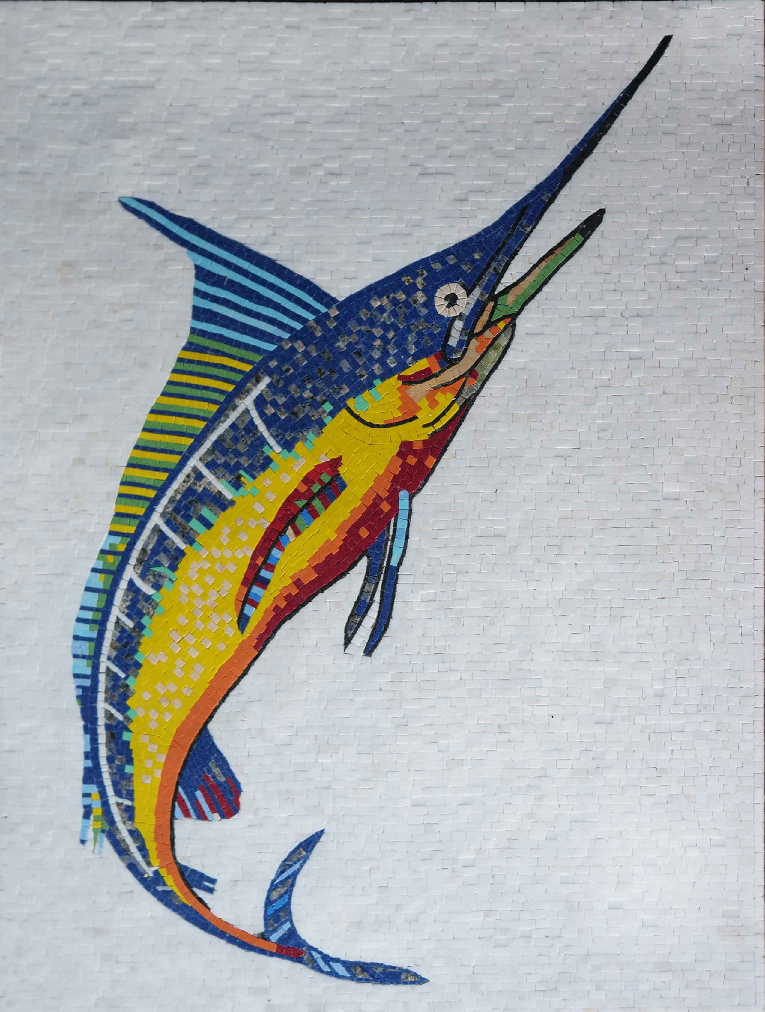 Colorful Swordfish Mosaic Art | Nautical Decor – Mozaico Art