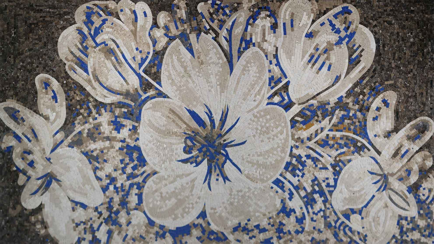 Flower Mosaic - Blue & Neutral Flowers