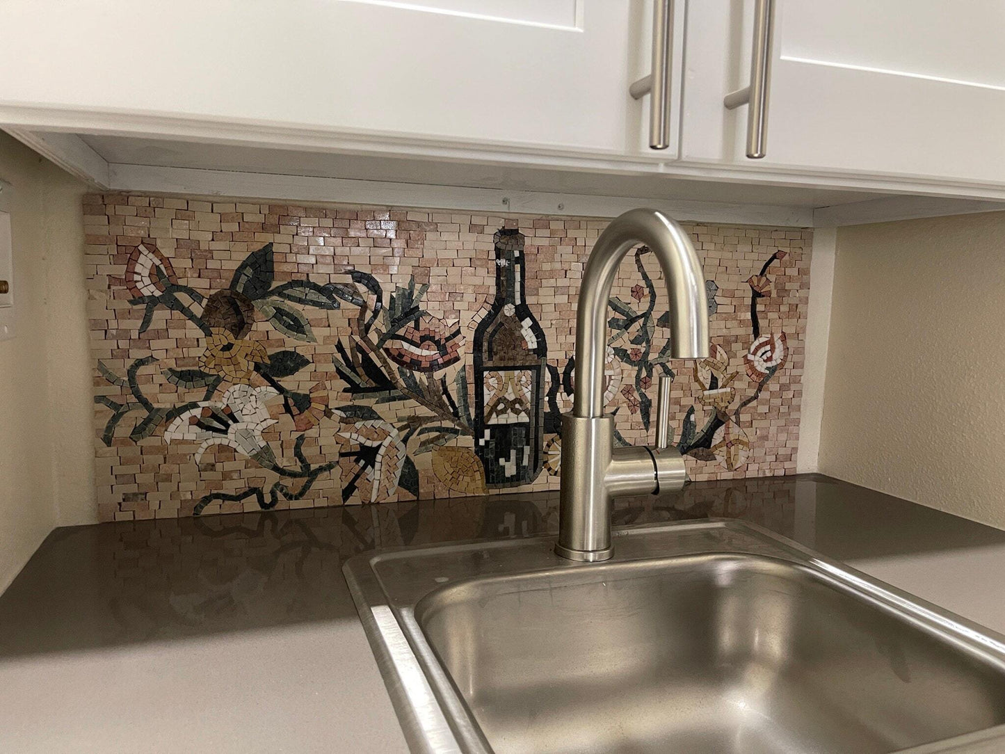 Flowers & Wine - Mosaic Artwork