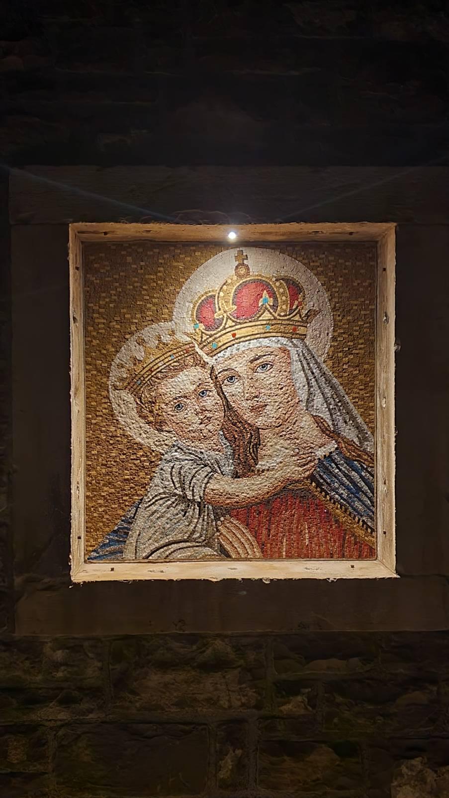 Handmade Religious Mosaic Art of Madonna and Child
