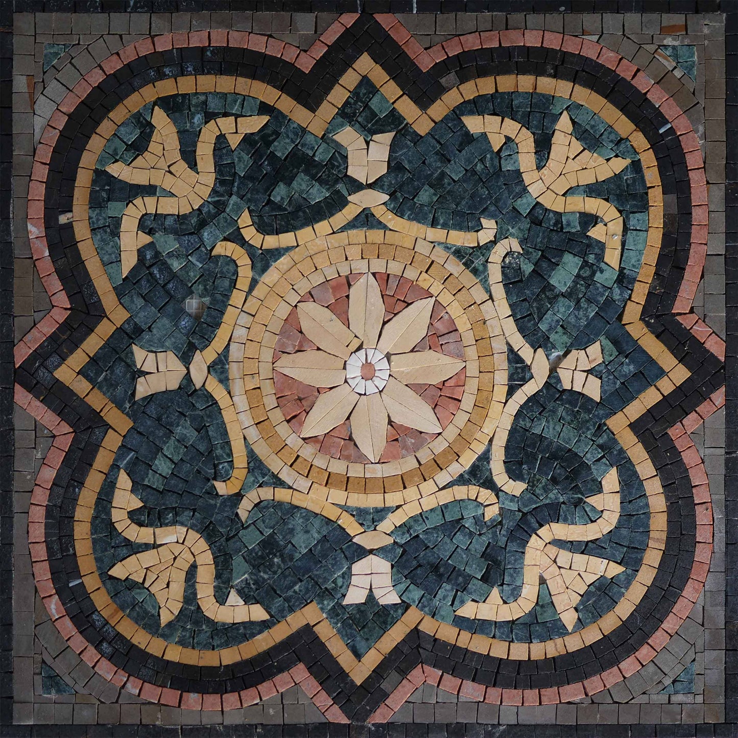 Mosaic Artwork - Geometric Flower Design