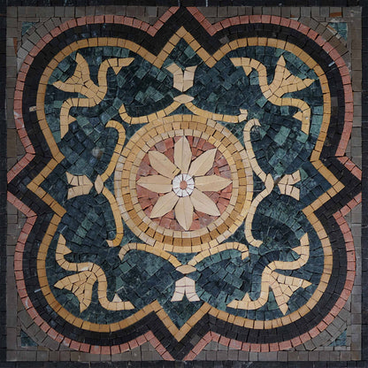 Mosaic Artwork - Geometric Flower Design