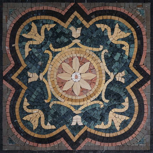 Mosaic Artwork - Geometric Flower Design