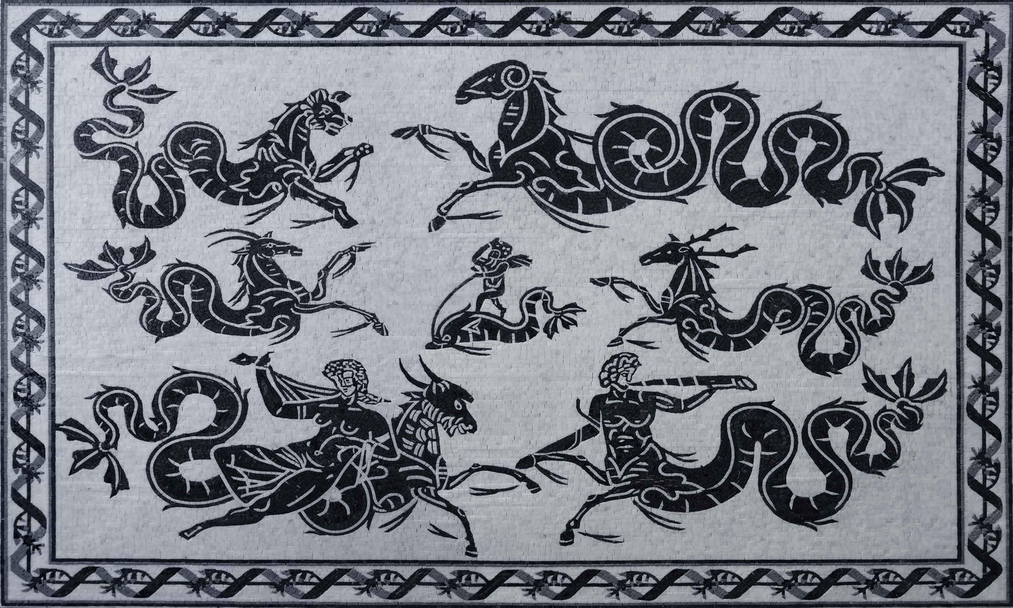 Mosaic Artwork - Tailed Animals