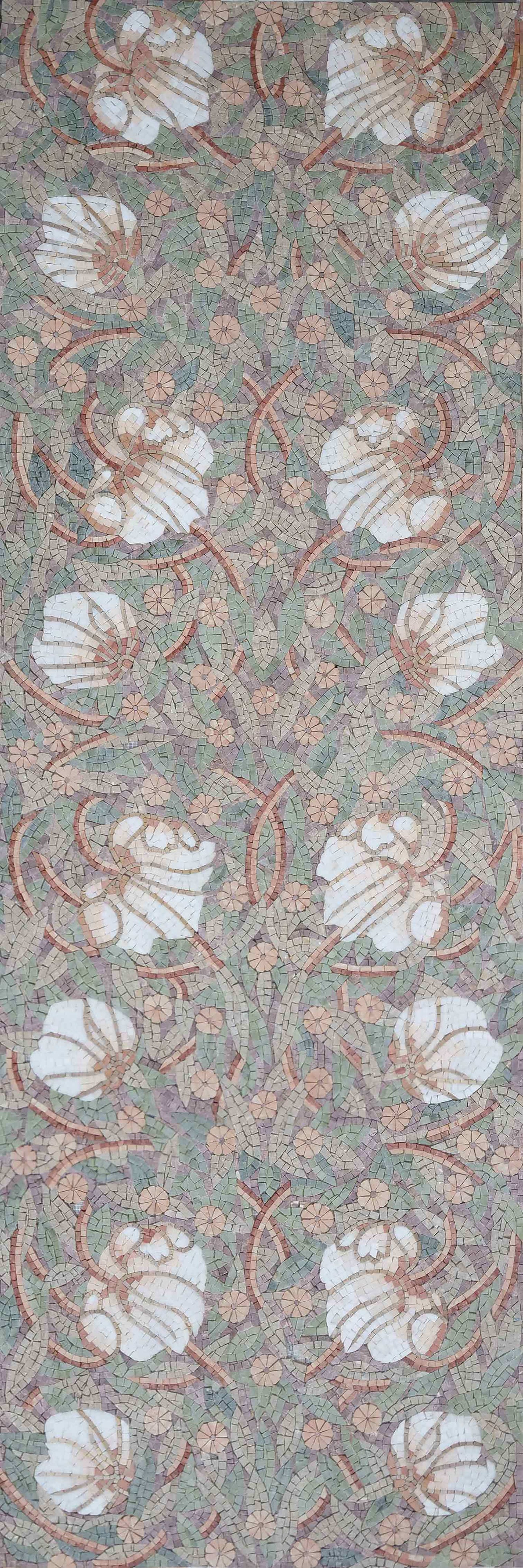 Mosaic Pattern - White Flowers