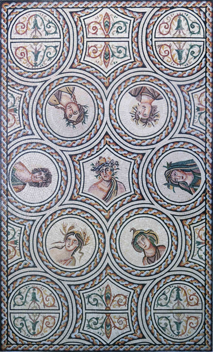 Mosaic Rug - Medallion Ancient Figures