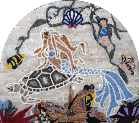 Mosaic Tile Art - The Mermaid Turtle