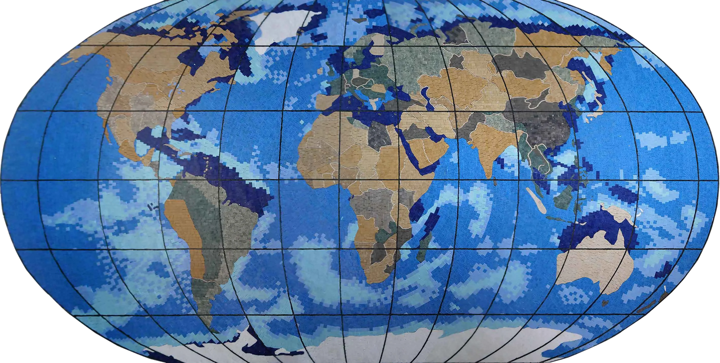 Mosaic Wall Art - Detailed World Map