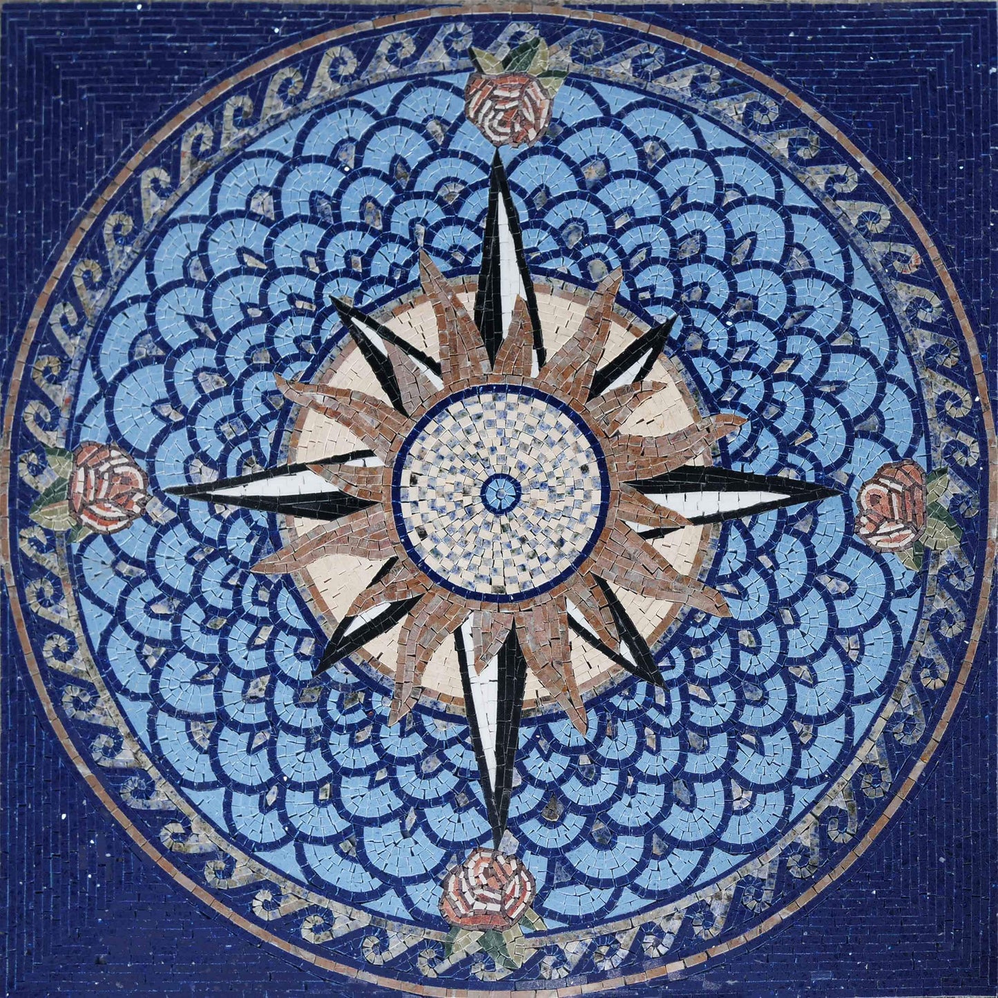 Mosaic Wall - Blue Compass