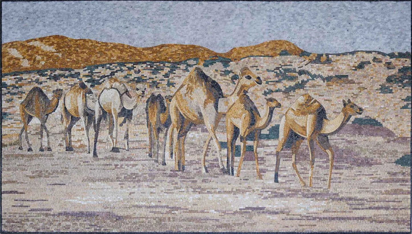 A Flock of Camels Mosaic Art