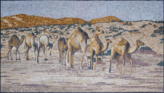 A Flock of Camels Mosaic Art