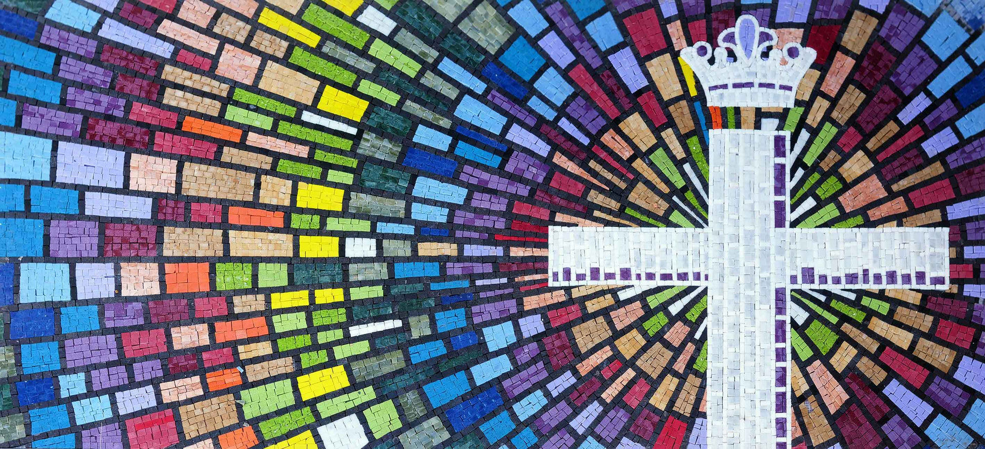Scatered Colors Religious Cross Art In Mosaic