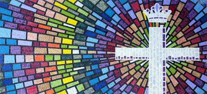 Scatered Colors Religious Cross Art In Mosaic