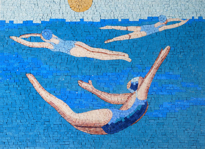 Swimming Women Mosaic Art