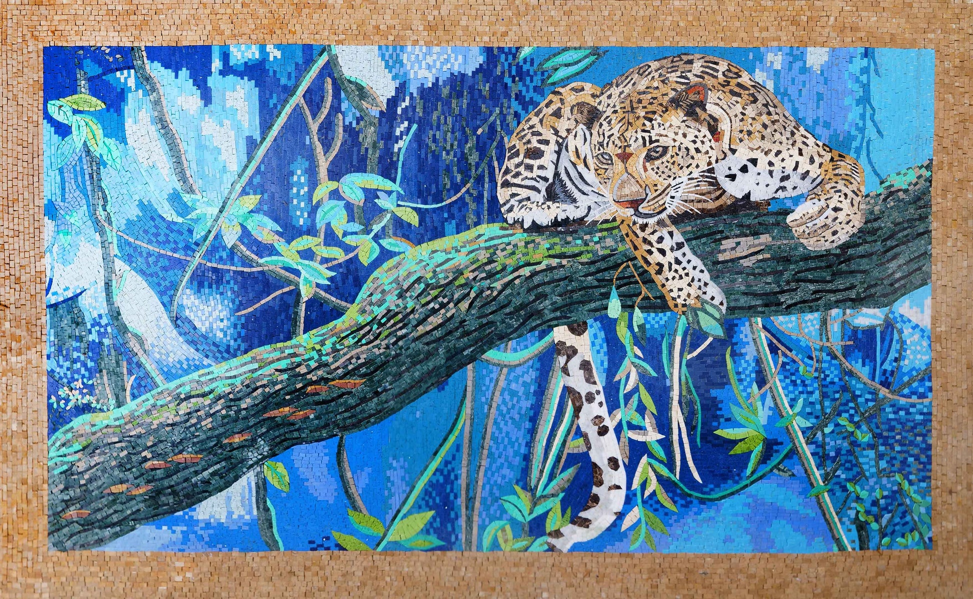 The Perched Leopard Animal Mosaic Wild Art