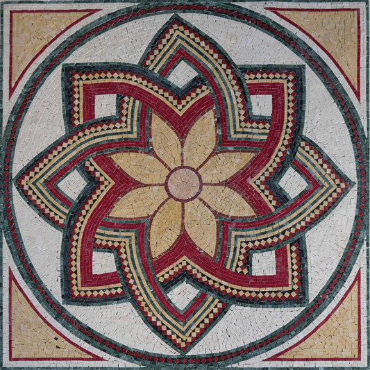 Tile Art - Geometric Red Flower