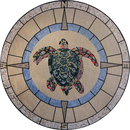 Turtle Medallion - Animal Mosaic Art