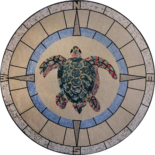 Turtle Medallion - Animal Mosaic Art
