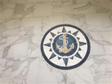 Nautical Mosaic Medallion - Anchor on Blue Background
