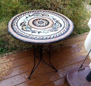 Marble Mosaic Rondure -Fish Wheel