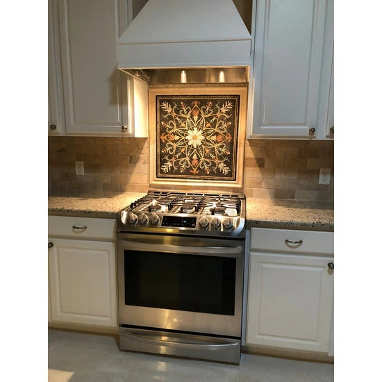 Brown Hana VII Ornamental Floral Mosaic Square