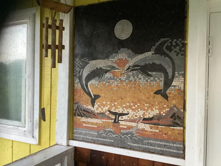 Dolphins in Moonlight Mosaics Art