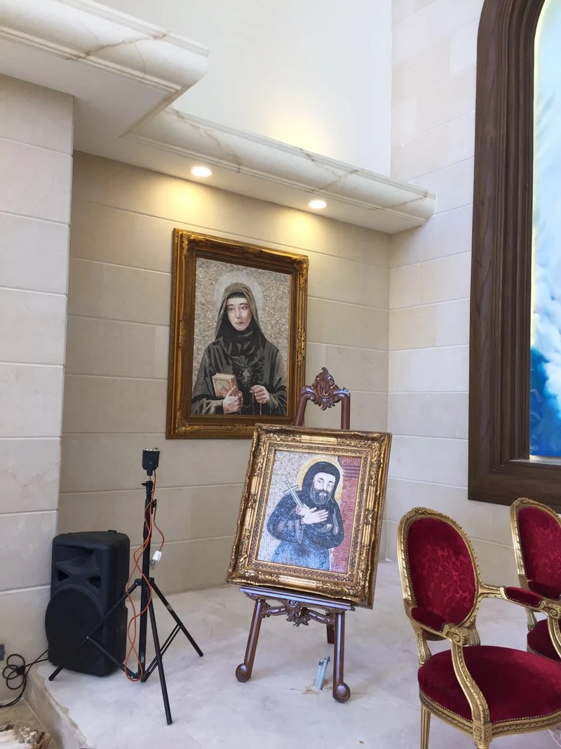 Saint Rafqa Maronite Religious Marble Mosaic Icon