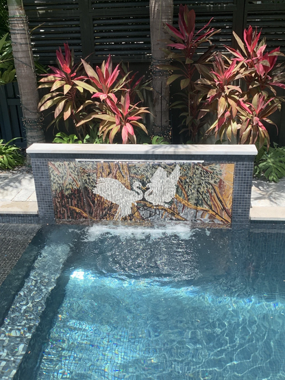 Mosaic Art - Romantic Herons