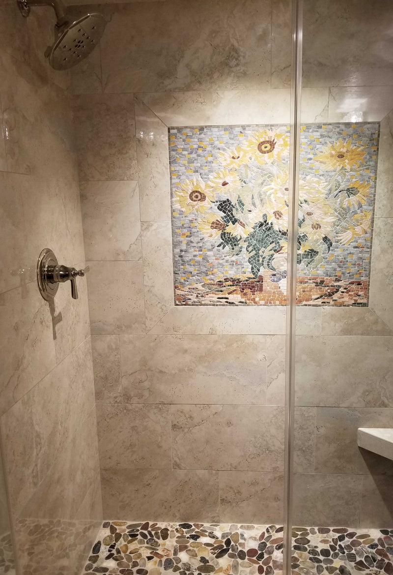 Claude Monet Sunflowers" - Mosaic Reproduction "