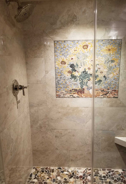 Claude Monet Sunflowers" - Mosaic Reproduction "