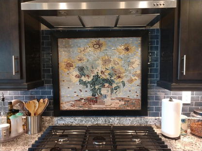 Claude Monet Sunflowers" - Mosaic Reproduction "