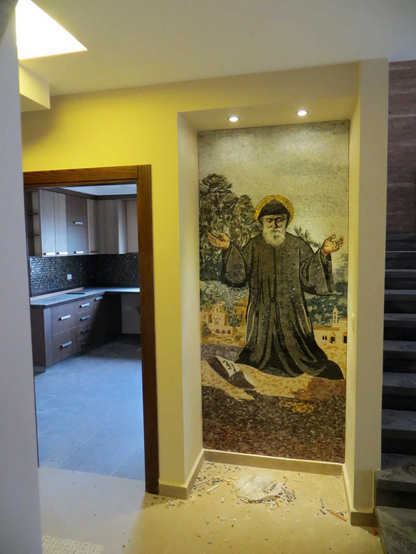 Saint Charbel Icon Religious Mosaic