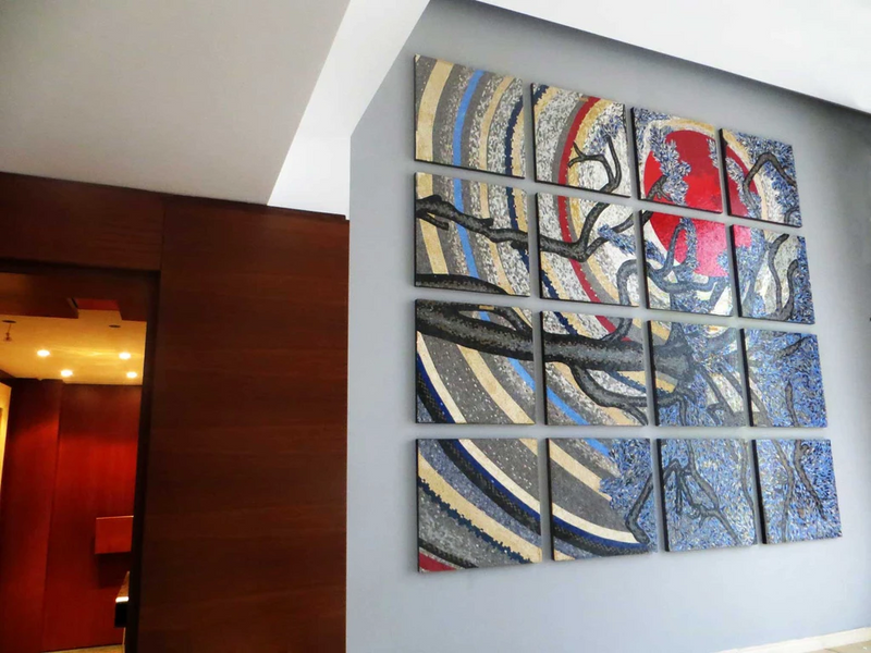 Sunset on Tree Handmade Mosaic Art