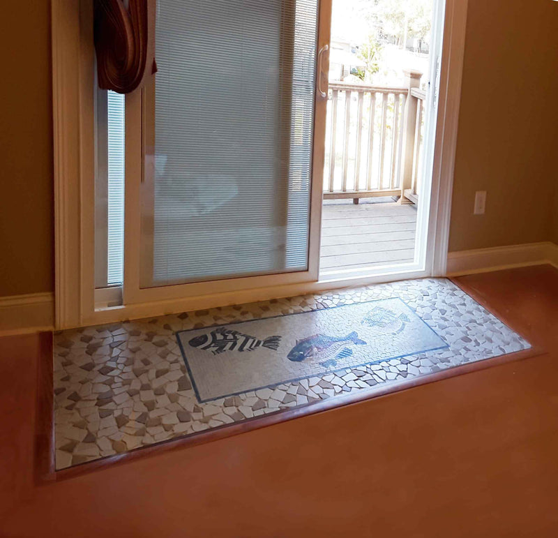 Three Fish Marble Mosaic Art