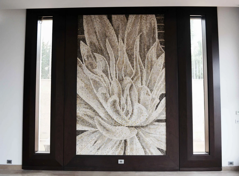 Mosaic Flower Art - White Dahlia