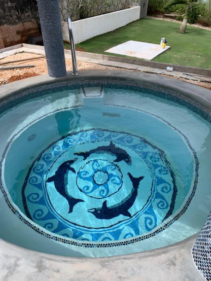 Mosaic Medallion - Navy Dolphins