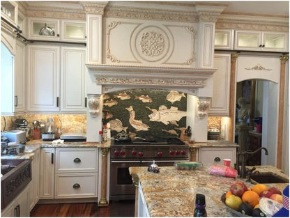 Roman Mosaic Fish Design Fully Handmade Tile Art.