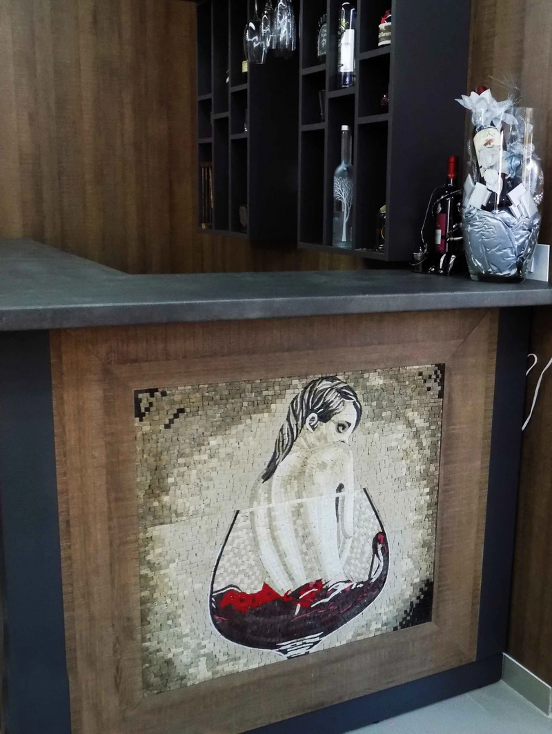 Nude In Wine Glass Fantasy Art Mosaic