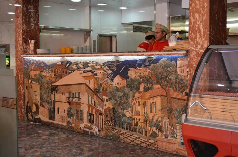 Beautiful Village Natural scene stone mosaic