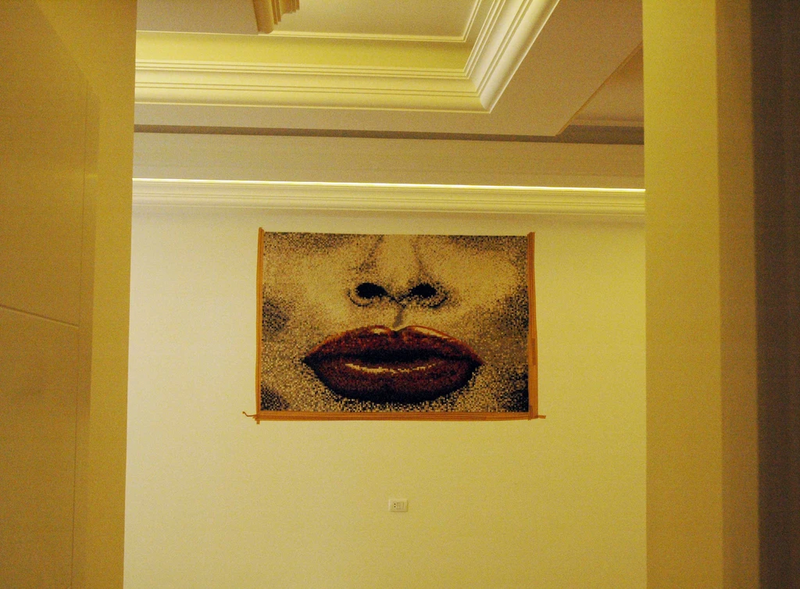 Seductive Lips Marble Mosaic Mural