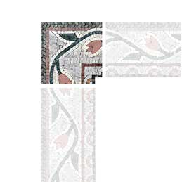 Floral Corner Mosaic With A Pink Flower And Green Leaves