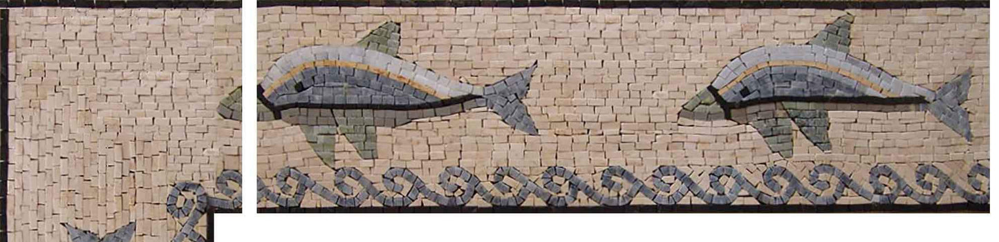 Mosaic Corner - Nautical Dolphins