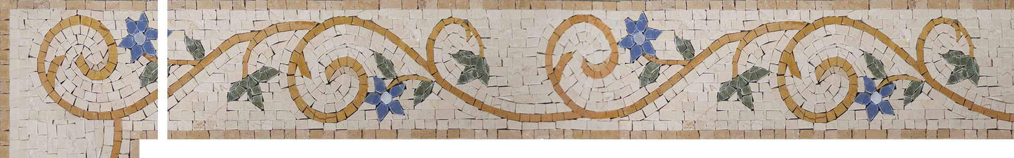 Mosaic Flower Corner - Blue Elegance