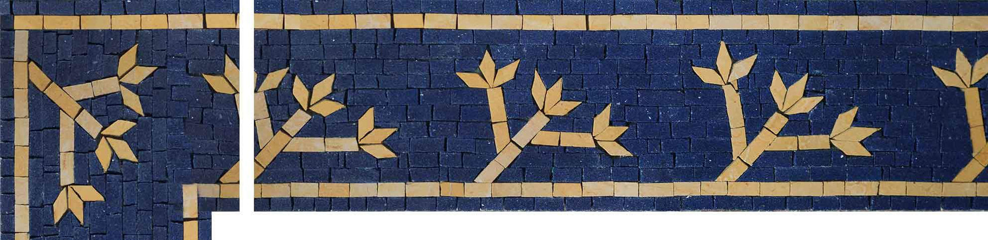 Simple Floral Mosaic Corner - Gold Flowers In Midnight Blue