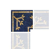 Simple Floral Mosaic Corner - Gold Flowers In Midnight Blue